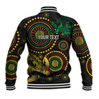 Vanuatu Personalized Aboriginal Arts Baseball Jacket Turtle and Iguana Special - Aussie Hoodie