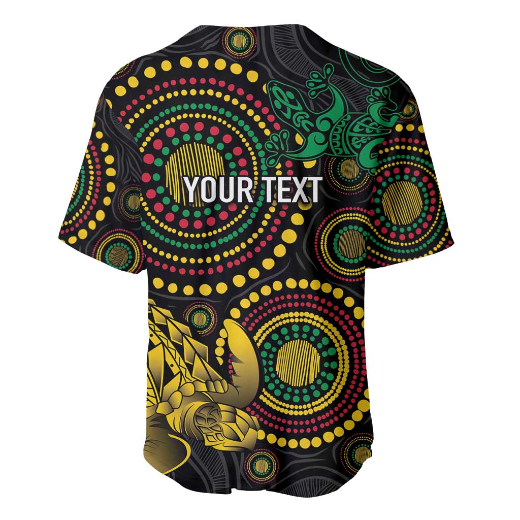 Vanuatu Personalized Aboriginal Arts Baseball Jersey Turtle and Iguana Special - Aussie Hoodie
