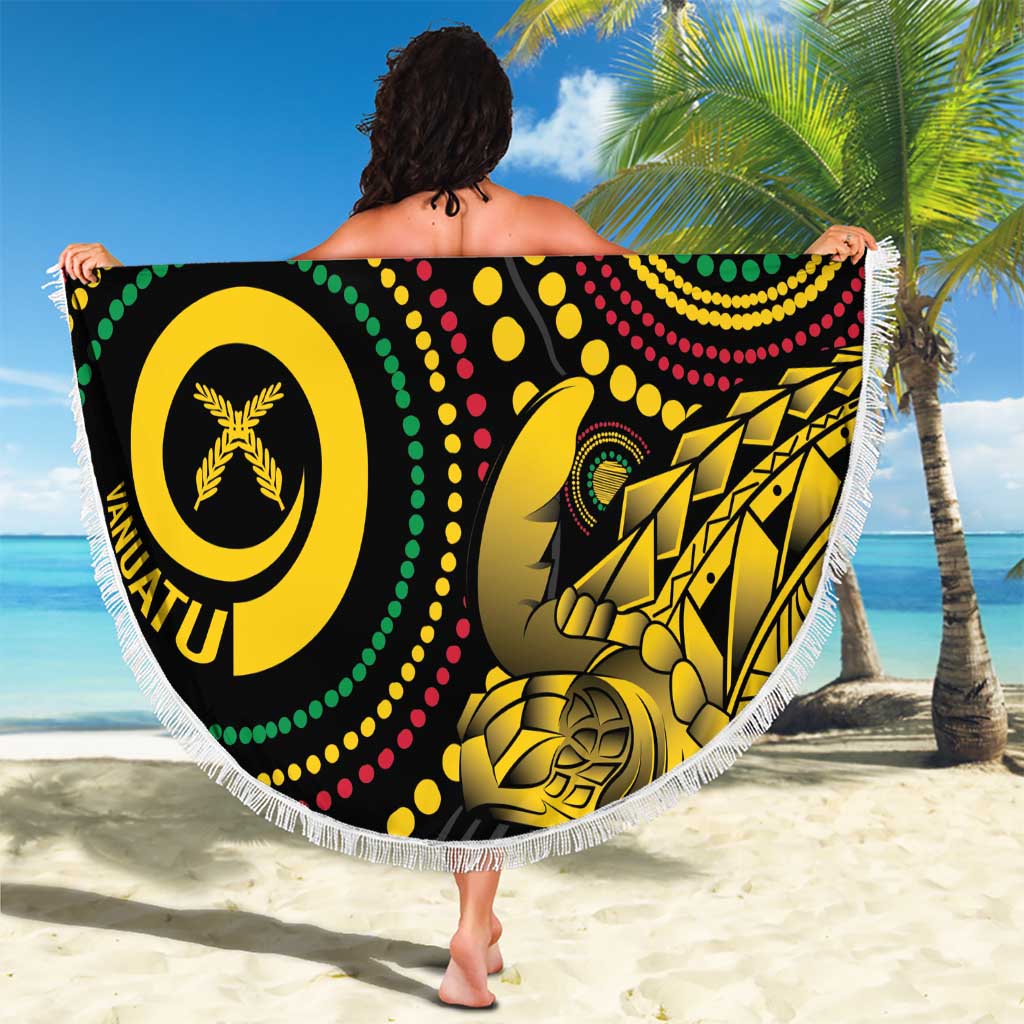 Vanuatu Personalized Aboriginal Arts Beach Blanket Turtle and Iguana Special - Aussie Hoodie