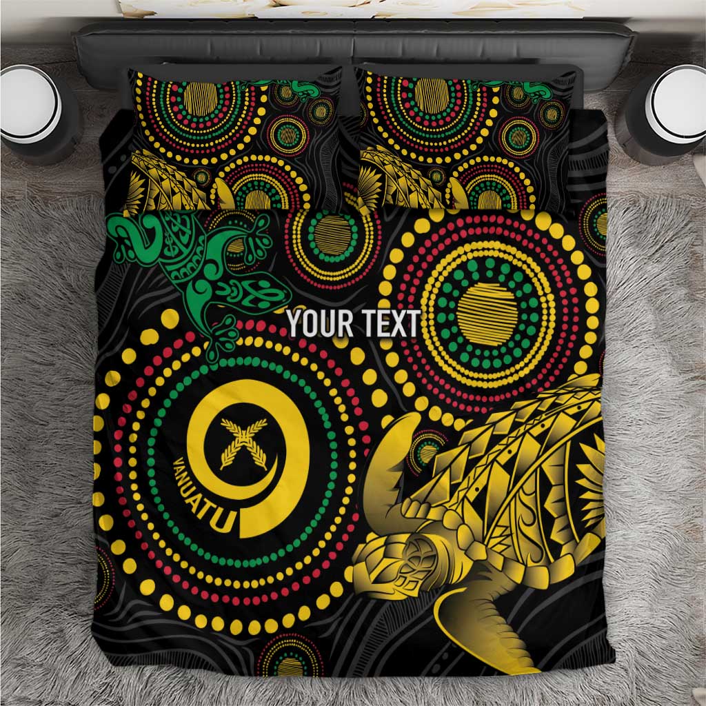 Vanuatu Personalized Aboriginal Arts Bedding Set Turtle and Iguana Special - Aussie Hoodie