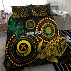 Vanuatu Personalized Aboriginal Arts Bedding Set Turtle and Iguana Special - Aussie Hoodie