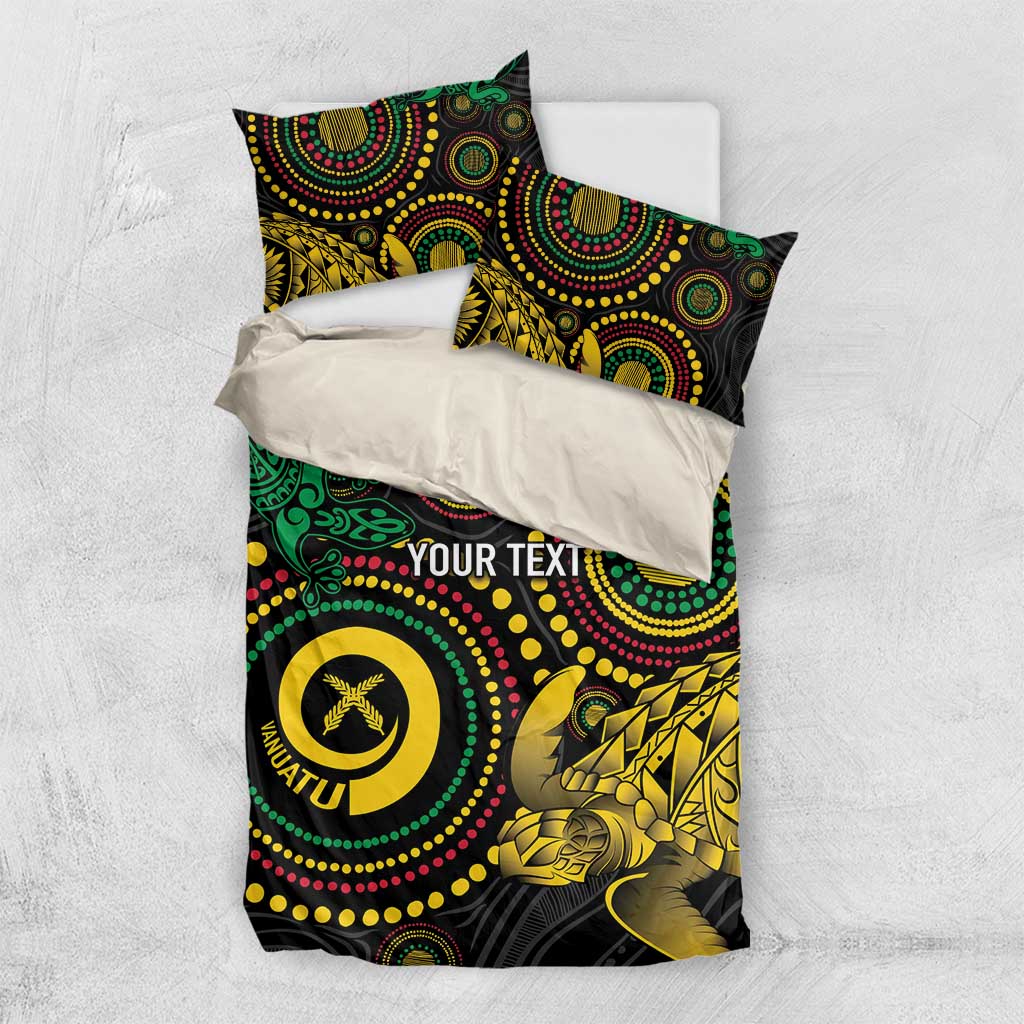 Vanuatu Personalized Aboriginal Arts Bedding Set Turtle and Iguana Special - Aussie Hoodie
