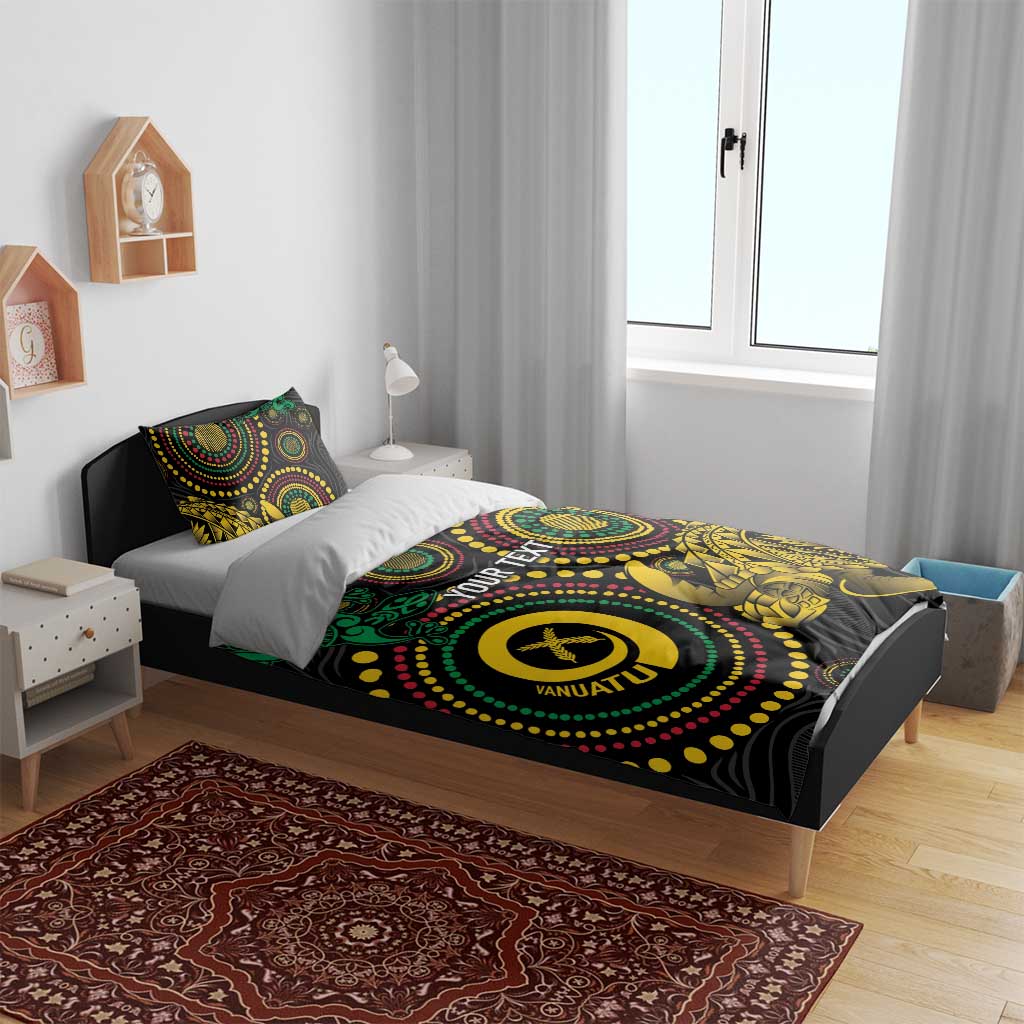 Vanuatu Personalized Aboriginal Arts Bedding Set Turtle and Iguana Special - Aussie Hoodie