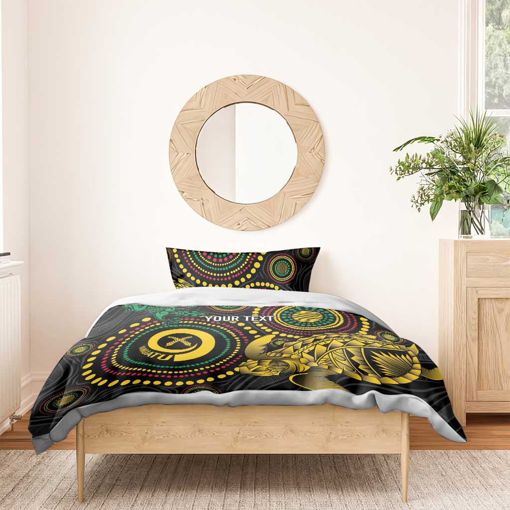 Vanuatu Personalized Aboriginal Arts Bedding Set Turtle and Iguana Special - Aussie Hoodie
