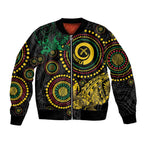 Vanuatu Personalized Aboriginal Arts Bomber Jacket Turtle and Iguana Special - Aussie Hoodie