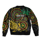 Vanuatu Personalized Aboriginal Arts Bomber Jacket Turtle and Iguana Special - Aussie Hoodie