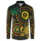 Vanuatu Personalized Aboriginal Arts Button Sweatshirt Turtle and Iguana Special - Aussie Hoodie