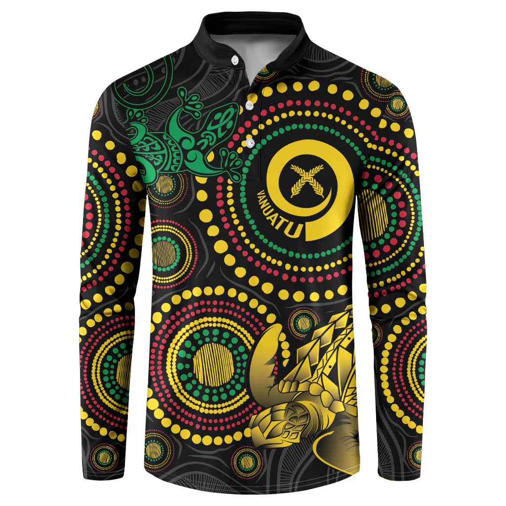 Vanuatu Personalized Aboriginal Arts Button Sweatshirt Turtle and Iguana Special - Aussie Hoodie