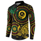 Vanuatu Personalized Aboriginal Arts Button Sweatshirt Turtle and Iguana Special - Aussie Hoodie