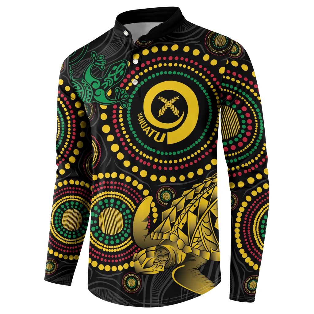 Vanuatu Personalized Aboriginal Arts Button Sweatshirt Turtle and Iguana Special - Aussie Hoodie