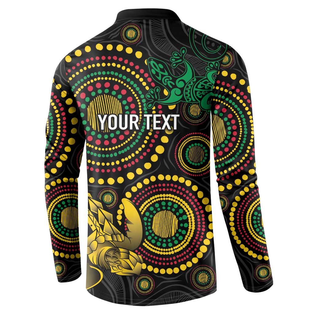 Vanuatu Personalized Aboriginal Arts Button Sweatshirt Turtle and Iguana Special - Aussie Hoodie
