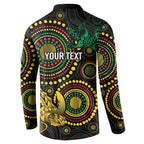 Vanuatu Personalized Aboriginal Arts Button Sweatshirt Turtle and Iguana Special - Aussie Hoodie