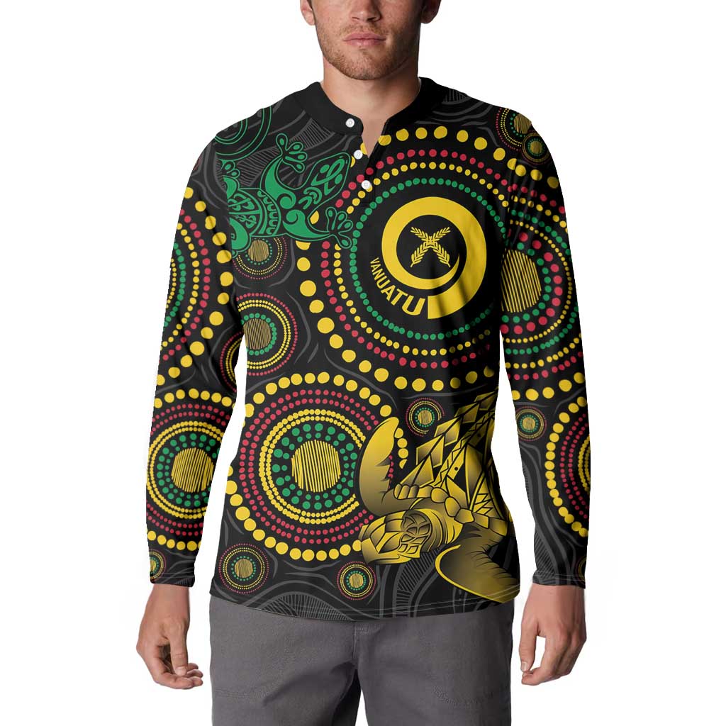 Vanuatu Personalized Aboriginal Arts Button Sweatshirt Turtle and Iguana Special - Aussie Hoodie