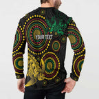Vanuatu Personalized Aboriginal Arts Button Sweatshirt Turtle and Iguana Special - Aussie Hoodie