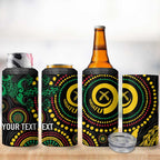 Vanuatu Personalized Aboriginal Arts 4 in 1 Can Cooler Tumbler Turtle and Iguana Special - Aussie Hoodie