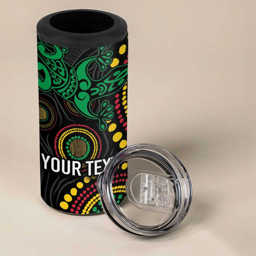 Vanuatu Personalized Aboriginal Arts 4 in 1 Can Cooler Tumbler Turtle and Iguana Special - Aussie Hoodie
