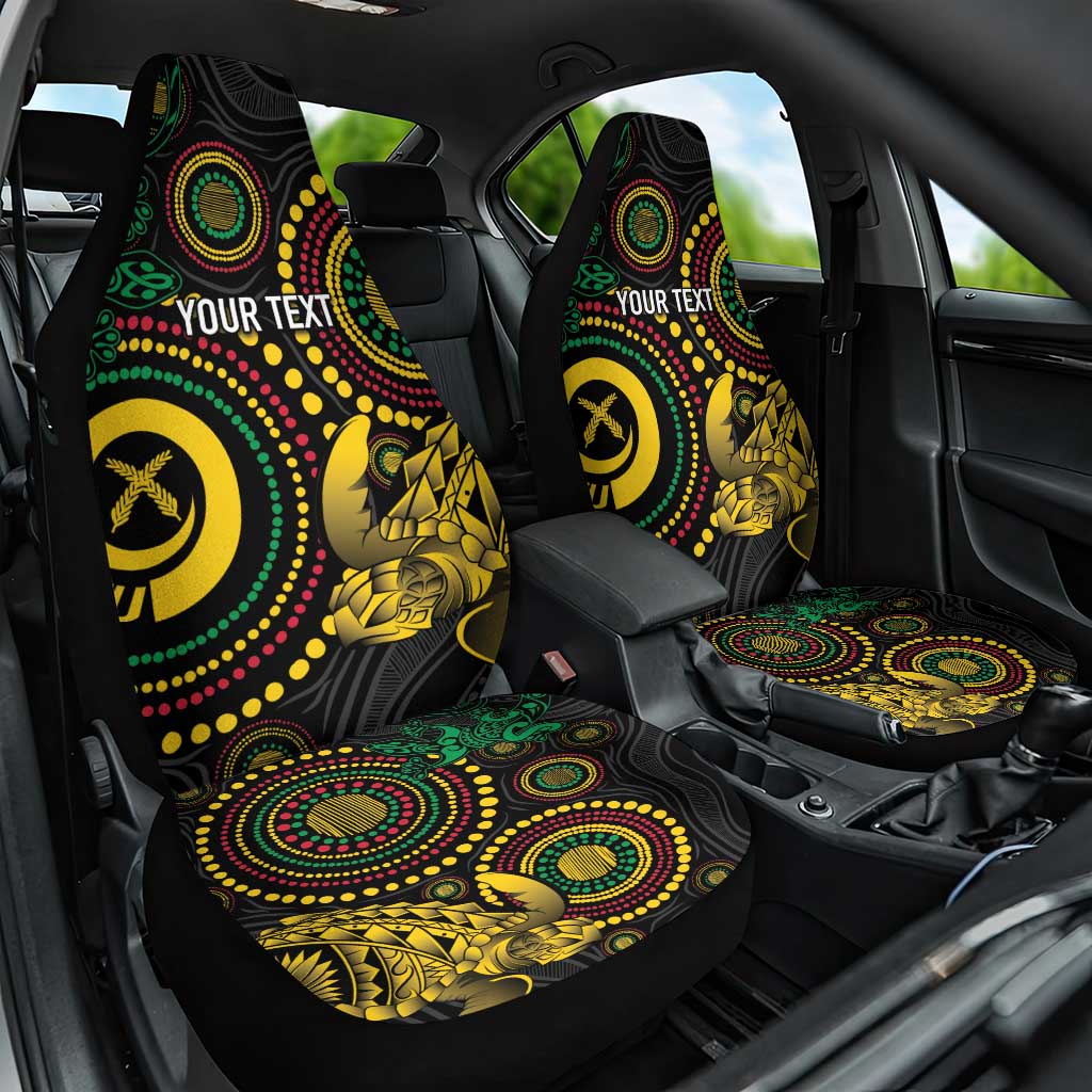 Vanuatu Personalized Aboriginal Arts Car Seat Cover Turtle and Iguana Special - Aussie Hoodie