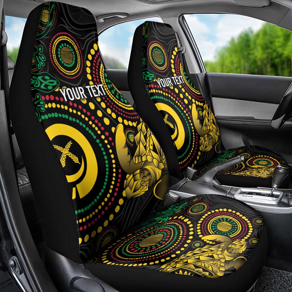 Vanuatu Personalized Aboriginal Arts Car Seat Cover Turtle and Iguana Special - Aussie Hoodie