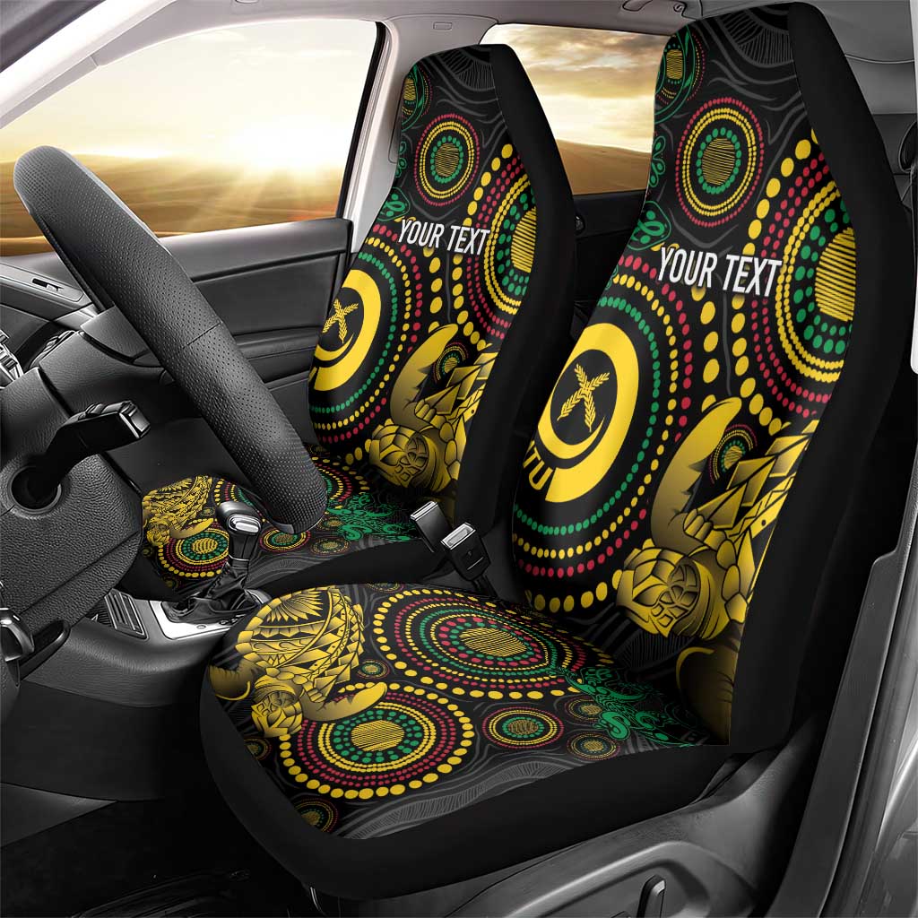 Vanuatu Personalized Aboriginal Arts Car Seat Cover Turtle and Iguana Special - Aussie Hoodie