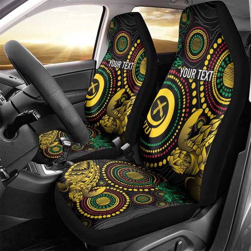 Vanuatu Personalized Aboriginal Arts Car Seat Cover Turtle and Iguana Special - Aussie Hoodie