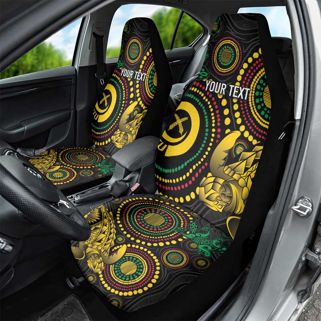 Vanuatu Personalized Aboriginal Arts Car Seat Cover Turtle and Iguana Special - Aussie Hoodie