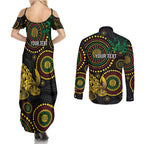 Vanuatu Personalized Aboriginal Arts Couples Matching Summer Maxi Dress and Long Sleeve Button Shirt Turtle and Iguana Special - Aussie Hoodie