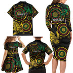 Vanuatu Personalized Aboriginal Arts Family Matching Long Sleeve Bodycon Dress and Hawaiian Shirt Turtle and Iguana Special - Aussie Hoodie