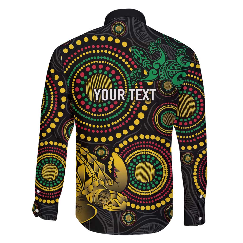Vanuatu Personalized Aboriginal Arts Family Matching Long Sleeve Bodycon Dress and Hawaiian Shirt Turtle and Iguana Special - Aussie Hoodie