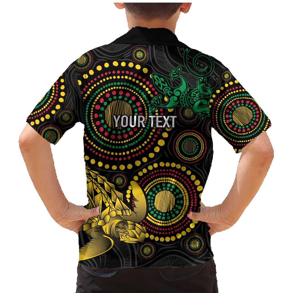 Vanuatu Personalized Aboriginal Arts Family Matching Mermaid Dress and Hawaiian Shirt Turtle and Iguana Special - Aussie Hoodie