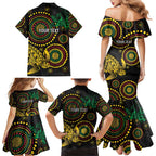 Vanuatu Personalized Aboriginal Arts Family Matching Mermaid Dress and Hawaiian Shirt Turtle and Iguana Special - Aussie Hoodie
