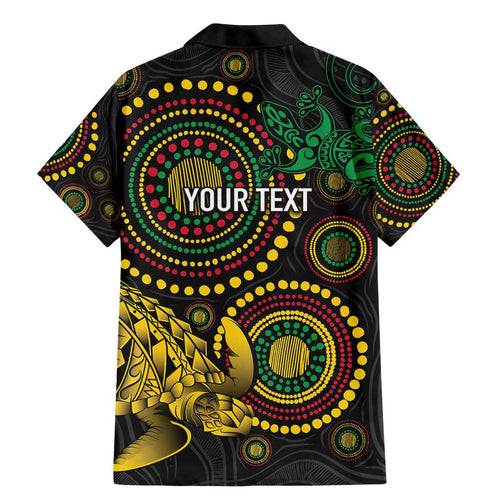 Vanuatu Personalized Aboriginal Arts Family Matching Mermaid Dress and Hawaiian Shirt Turtle and Iguana Special - Aussie Hoodie