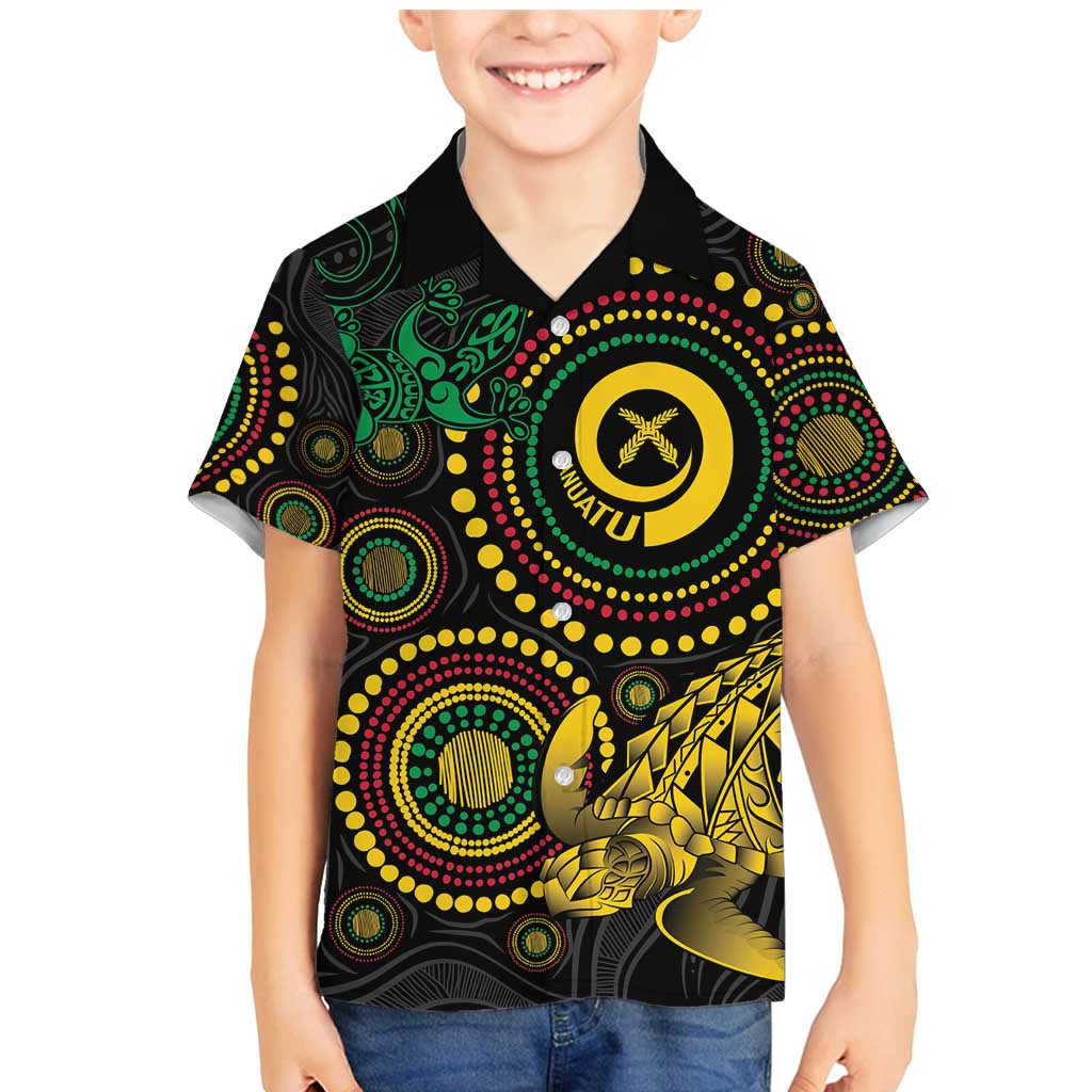 Vanuatu Personalized Aboriginal Arts Family Matching Mermaid Dress and Hawaiian Shirt Turtle and Iguana Special - Aussie Hoodie