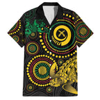 Vanuatu Personalized Aboriginal Arts Family Matching Off The Shoulder Long Sleeve Dress and Hawaiian Shirt Turtle and Iguana Special - Aussie Hoodie