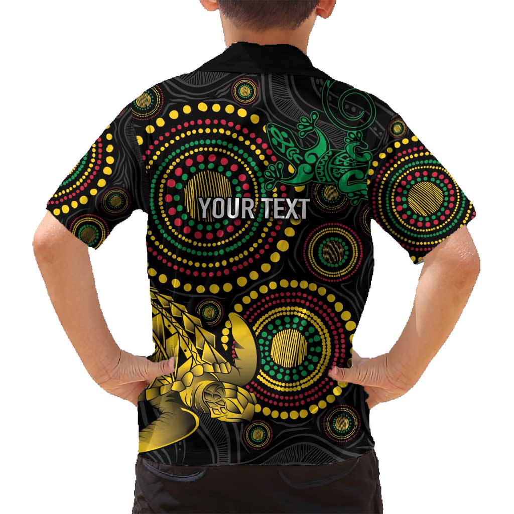 Vanuatu Personalized Aboriginal Arts Family Matching Off Shoulder Maxi Dress and Hawaiian Shirt Turtle and Iguana Special - Aussie Hoodie