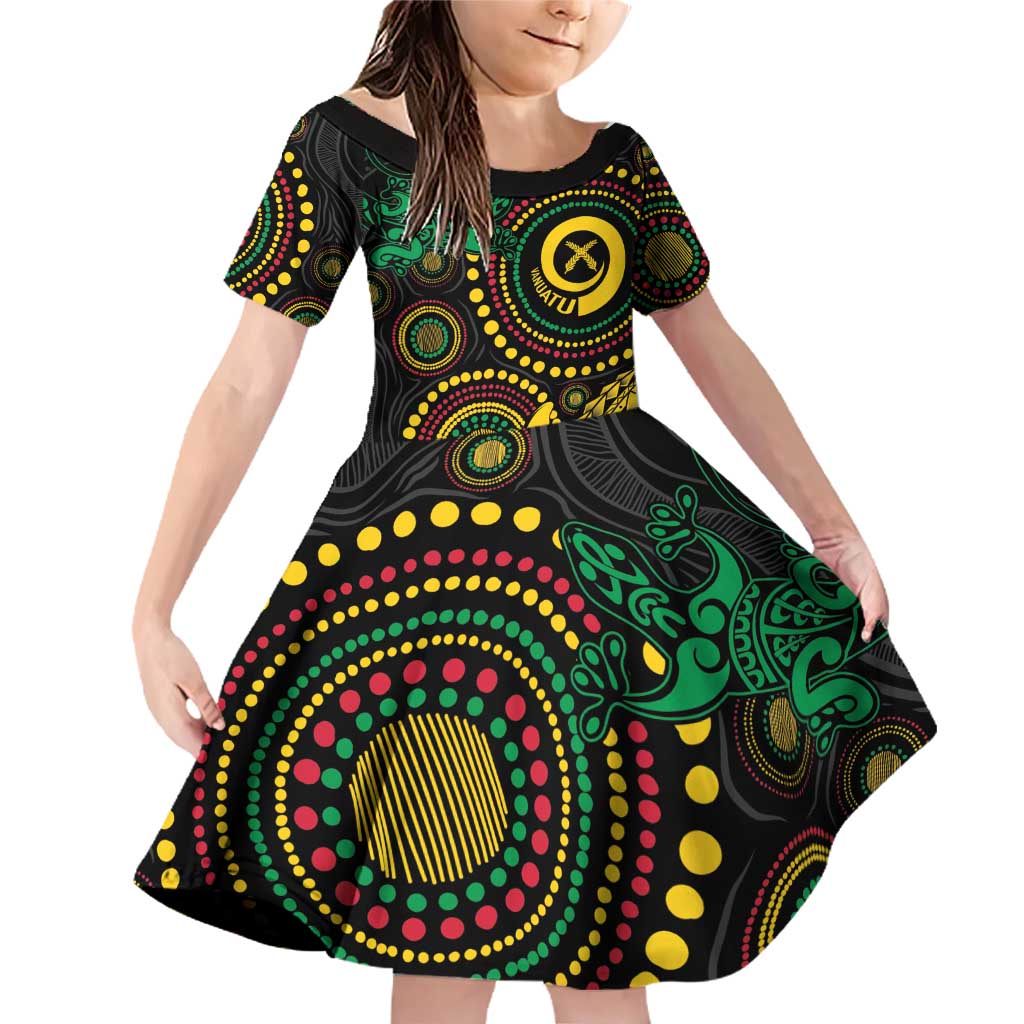 Vanuatu Personalized Aboriginal Arts Family Matching Off Shoulder Short Dress and Hawaiian Shirt Turtle and Iguana Special - Aussie Hoodie