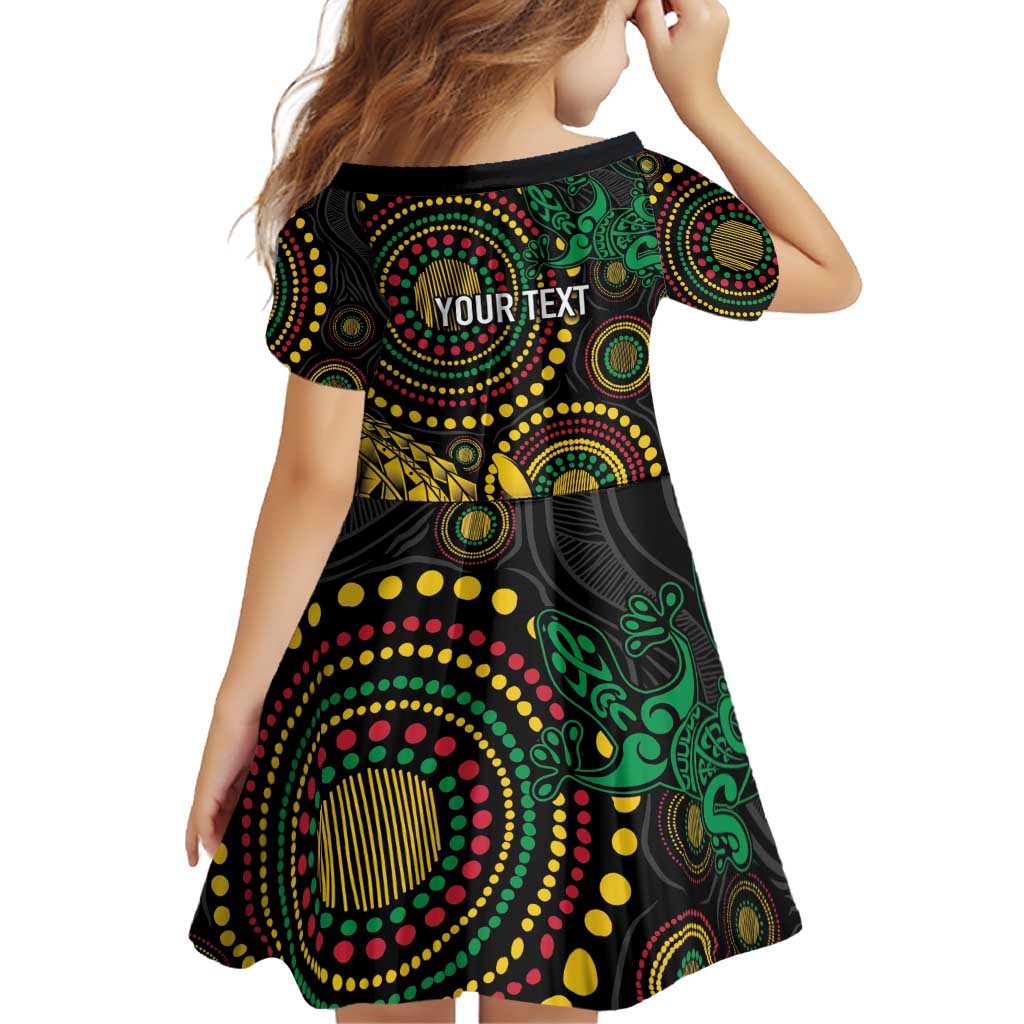 Vanuatu Personalized Aboriginal Arts Family Matching Off Shoulder Short Dress and Hawaiian Shirt Turtle and Iguana Special - Aussie Hoodie