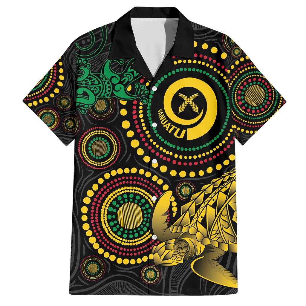 Vanuatu Personalized Aboriginal Arts Family Matching Off Shoulder Short Dress and Hawaiian Shirt Turtle and Iguana Special - Aussie Hoodie