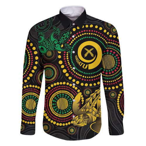 Vanuatu Personalized Aboriginal Arts Family Matching Off Shoulder Short Dress and Hawaiian Shirt Turtle and Iguana Special - Aussie Hoodie