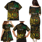 Vanuatu Personalized Aboriginal Arts Family Matching Puletasi and Hawaiian Shirt Turtle and Iguana Special - Aussie Hoodie