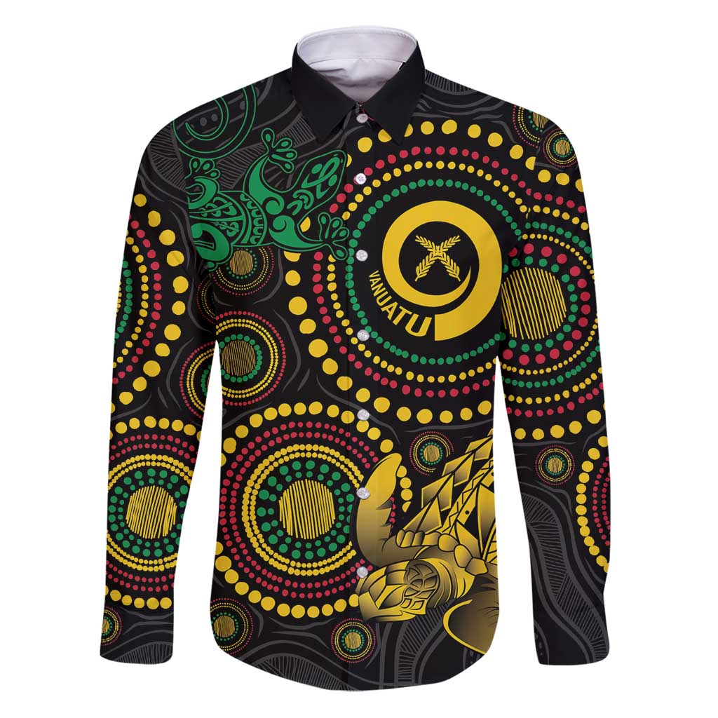 Vanuatu Personalized Aboriginal Arts Family Matching Puletasi and Hawaiian Shirt Turtle and Iguana Special - Aussie Hoodie