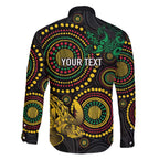 Vanuatu Personalized Aboriginal Arts Family Matching Puletasi and Hawaiian Shirt Turtle and Iguana Special - Aussie Hoodie