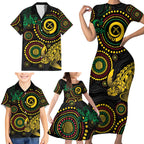 Vanuatu Personalized Aboriginal Arts Family Matching Short Sleeve Bodycon Dress and Hawaiian Shirt Turtle and Iguana Special - Aussie Hoodie