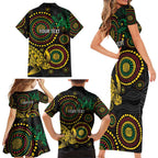 Vanuatu Personalized Aboriginal Arts Family Matching Short Sleeve Bodycon Dress and Hawaiian Shirt Turtle and Iguana Special - Aussie Hoodie