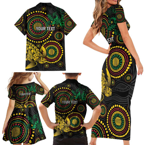 Vanuatu Personalized Aboriginal Arts Family Matching Short Sleeve Bodycon Dress and Hawaiian Shirt Turtle and Iguana Special - Aussie Hoodie