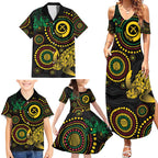 Vanuatu Personalized Aboriginal Arts Family Matching Summer Maxi Dress and Hawaiian Shirt Turtle and Iguana Special - Aussie Hoodie