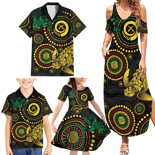 Vanuatu Personalized Aboriginal Arts Family Matching Summer Maxi Dress and Hawaiian Shirt Turtle and Iguana Special - Aussie Hoodie