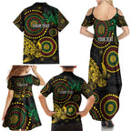 Vanuatu Personalized Aboriginal Arts Family Matching Summer Maxi Dress and Hawaiian Shirt Turtle and Iguana Special - Aussie Hoodie