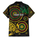 Vanuatu Personalized Aboriginal Arts Family Matching Summer Maxi Dress and Hawaiian Shirt Turtle and Iguana Special - Aussie Hoodie