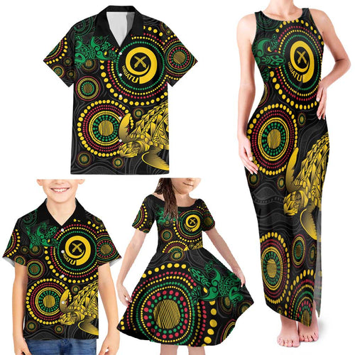 Vanuatu Personalized Aboriginal Arts Family Matching Tank Maxi Dress and Hawaiian Shirt Turtle and Iguana Special - Aussie Hoodie