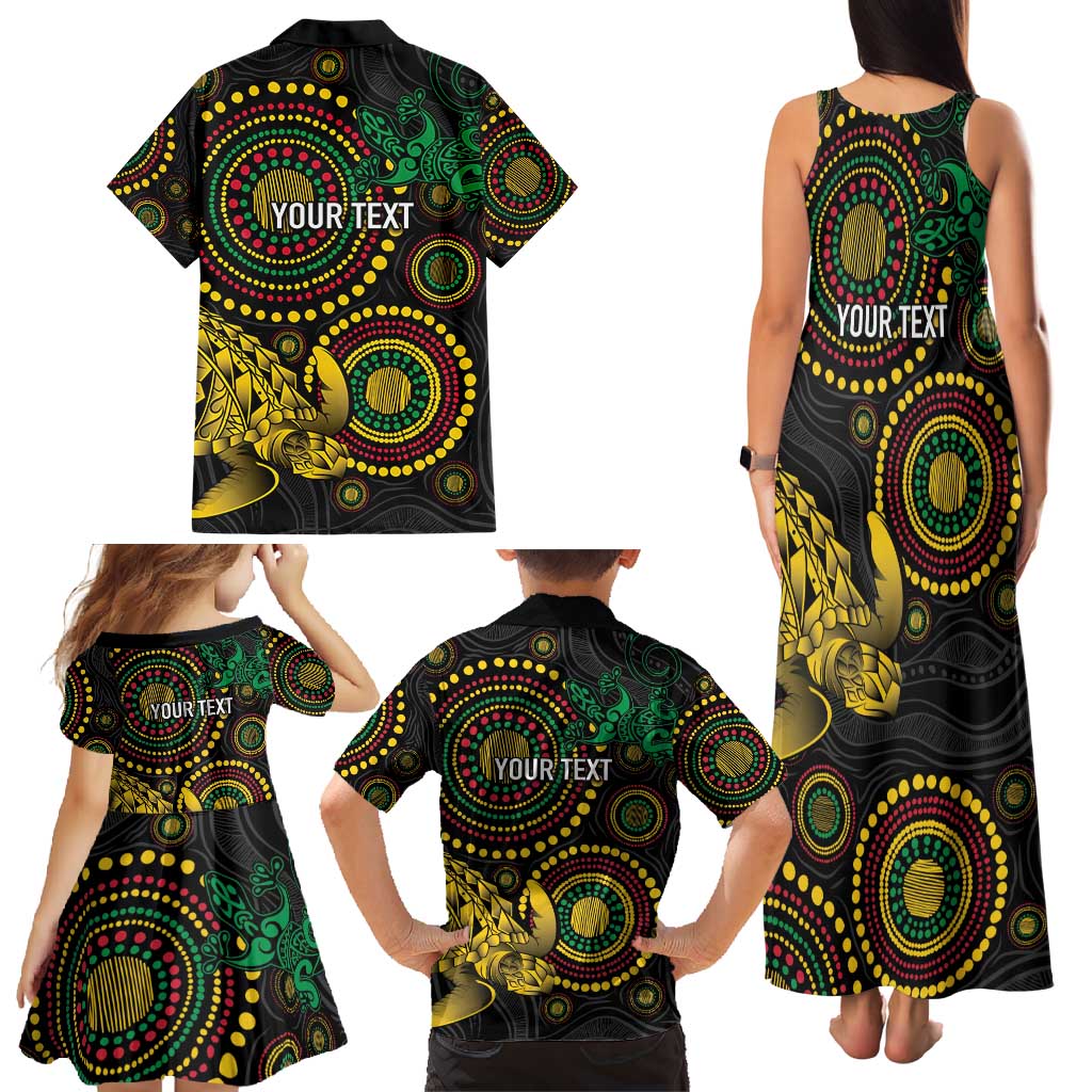 Vanuatu Personalized Aboriginal Arts Family Matching Tank Maxi Dress and Hawaiian Shirt Turtle and Iguana Special - Aussie Hoodie